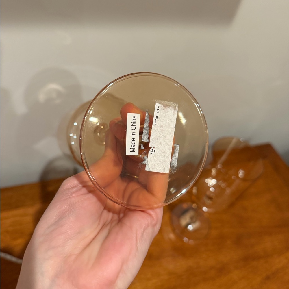 Wine Glasses Set of 2 Amber Glass Modern NEW - Picture 4 of 5
